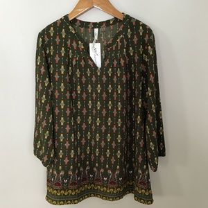 Olive Geometric Top-NY Collection NWT